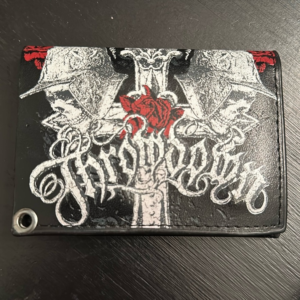 Vintage Throwdown Affliction Leather Trii-Fold Motorcycle Wallet